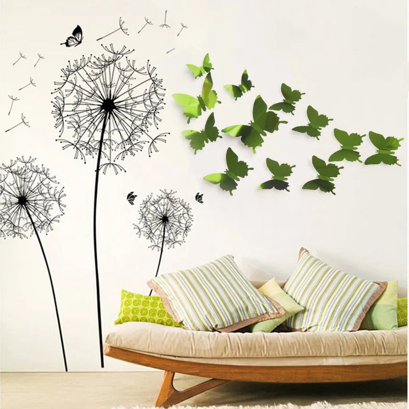 12pcs 3D Butterfly Mirror Stickers