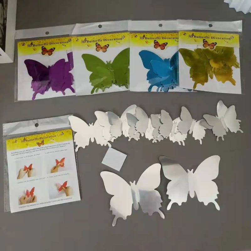 12pcs 3D Butterfly Mirror Stickers