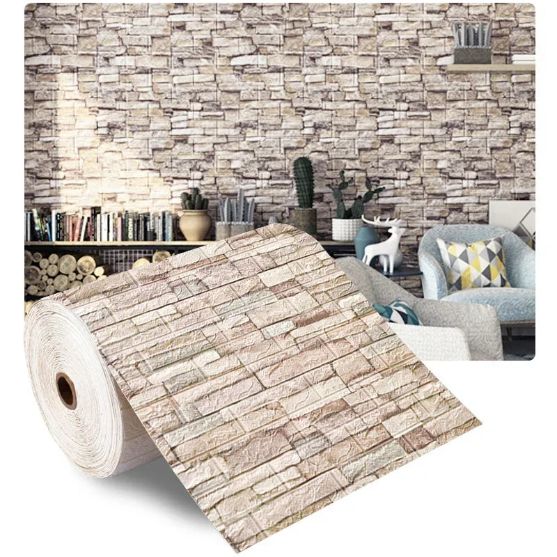 3D Foam Brick Marble Wallpaper