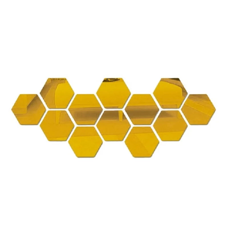 6/12pcs 3D Hexagon Mirror Wall Stickers