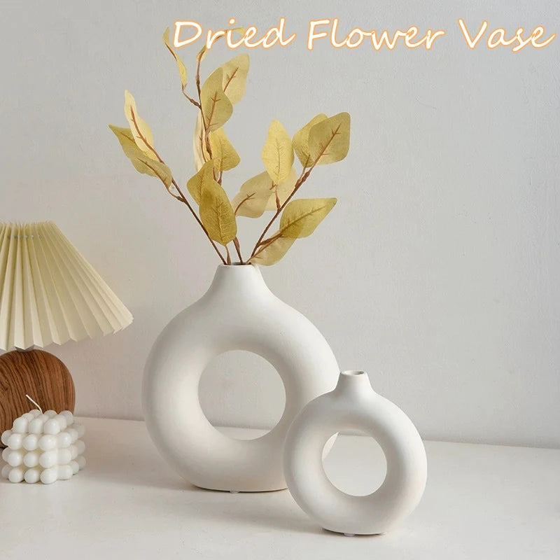 Imitation Ceramic White Vase Decor