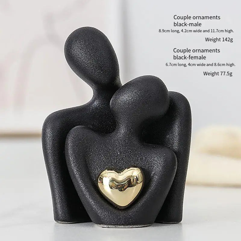 Ceramic Couple Hugging Figurine Sculpture