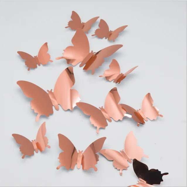 12pcs 3D Butterfly Mirror Stickers