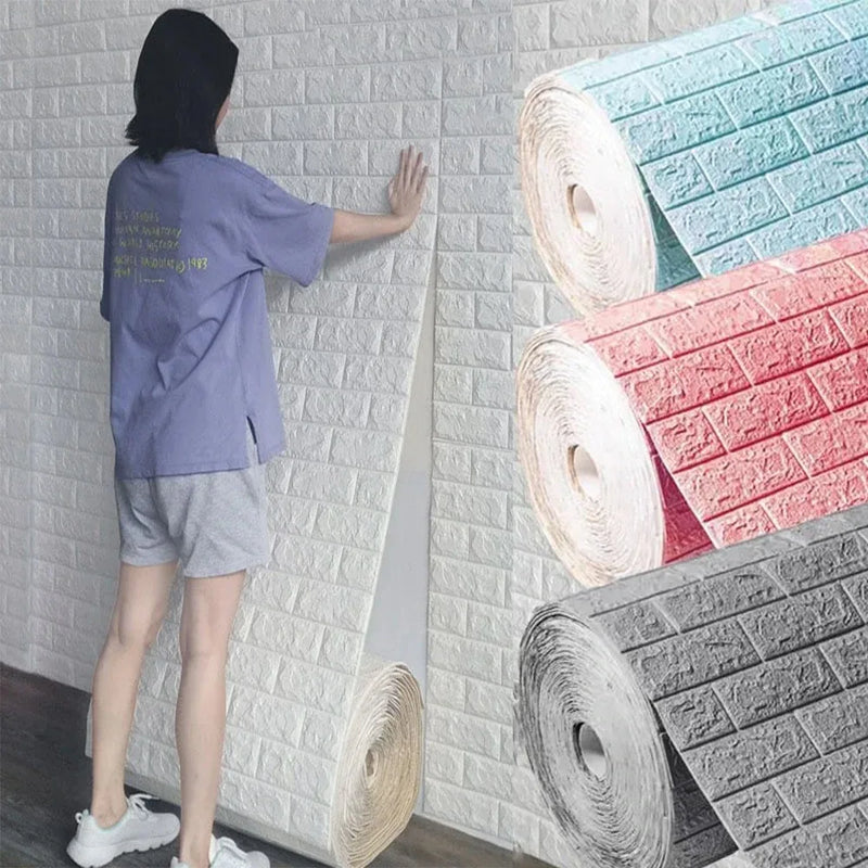 3D Foam Brick Marble Wallpaper