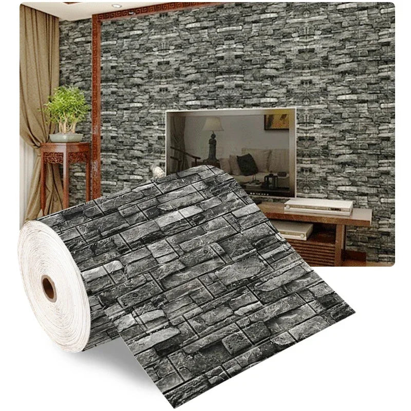 3D Foam Brick Marble Wallpaper