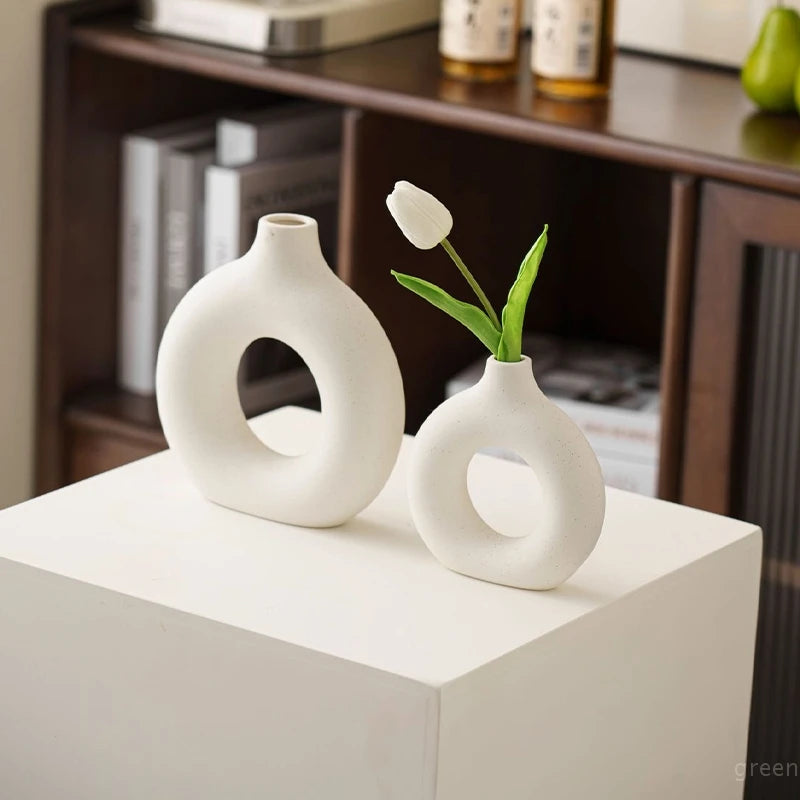 Imitation Ceramic White Vase Decor