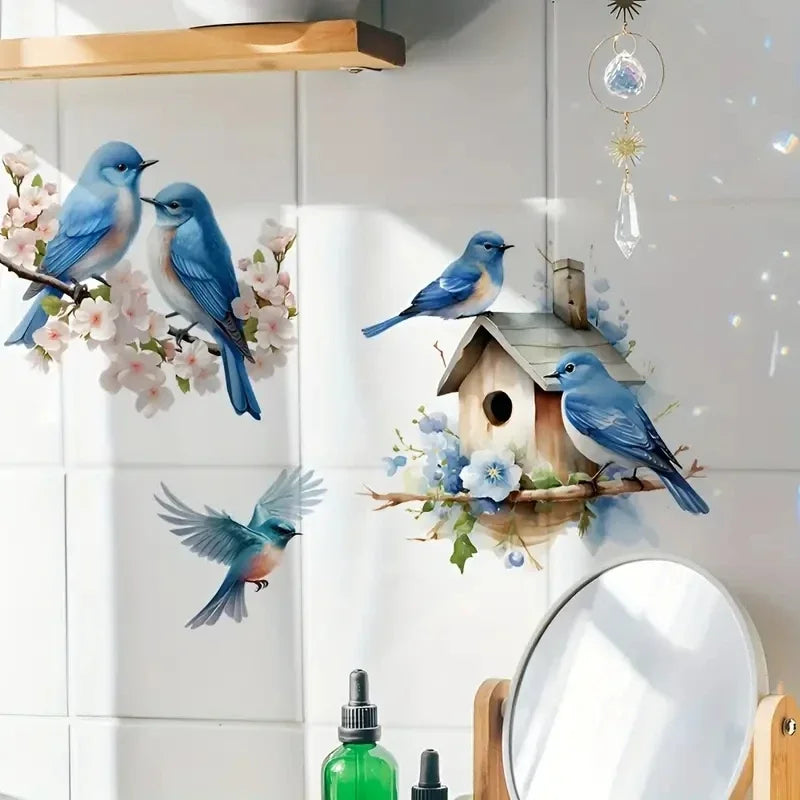 Blue Bird Nest Wall Sticker Decor