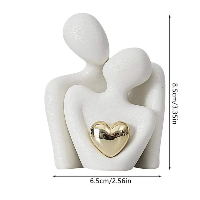 Ceramic Couple Hugging Figurine Sculpture