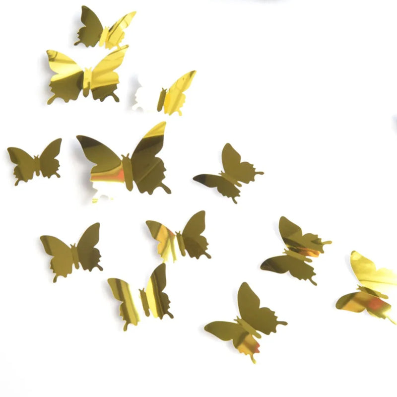 12pcs 3D Butterfly Mirror Stickers