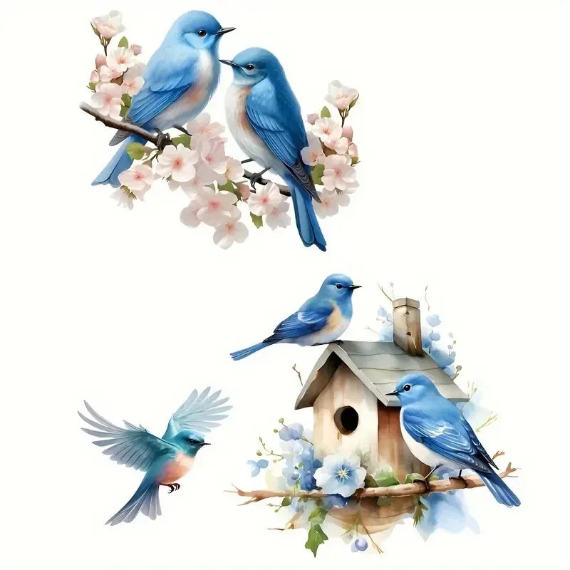 Blue Bird Nest Wall Sticker Decor