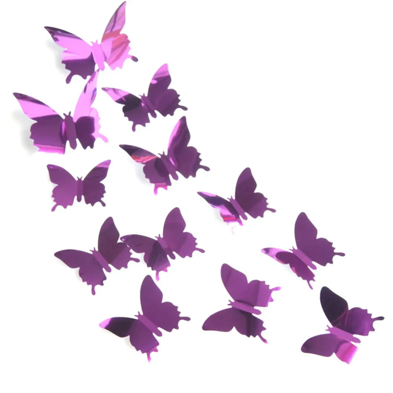 12pcs 3D Butterfly Mirror Stickers