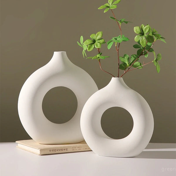 Imitation Ceramic White Vase Decor