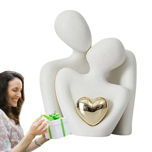 Ceramic Couple Hugging Figurine Sculpture