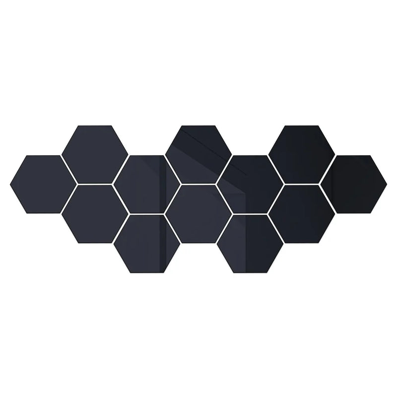 6/12pcs 3D Hexagon Mirror Wall Stickers