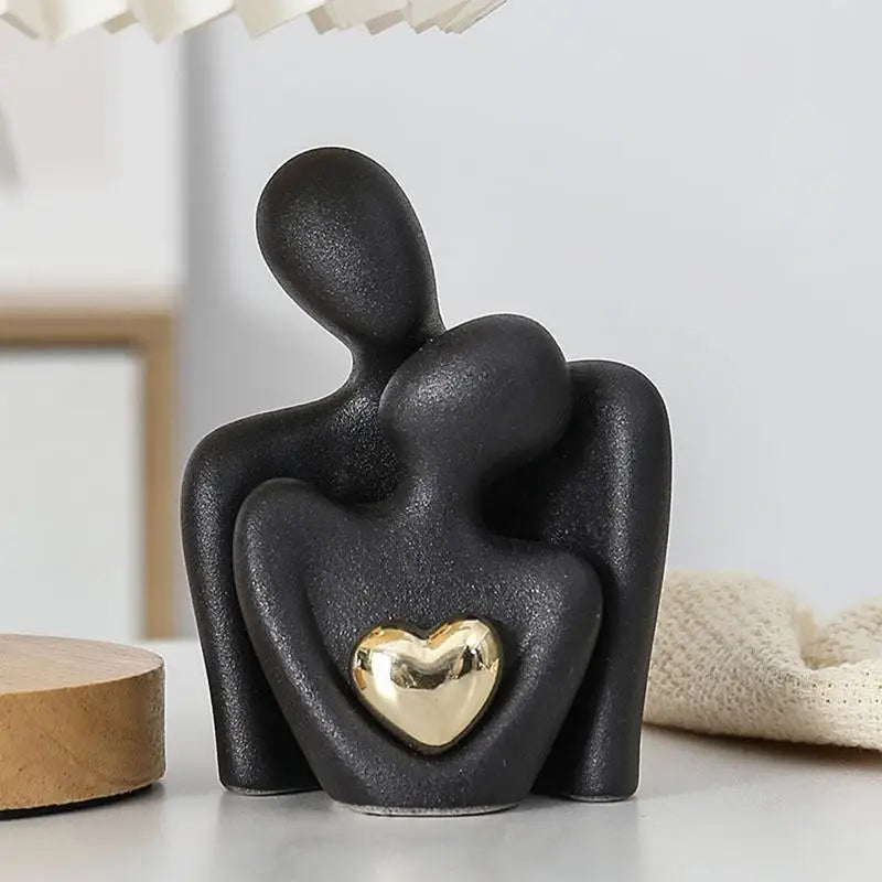 Ceramic Couple Hugging Figurine Sculpture