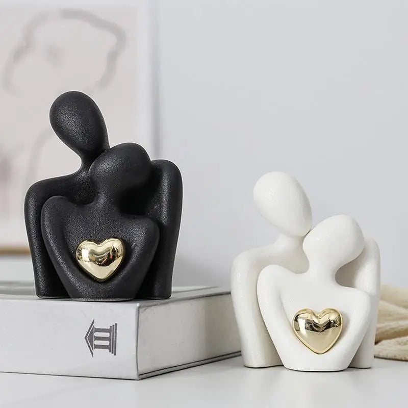 Ceramic Couple Hugging Figurine Sculpture